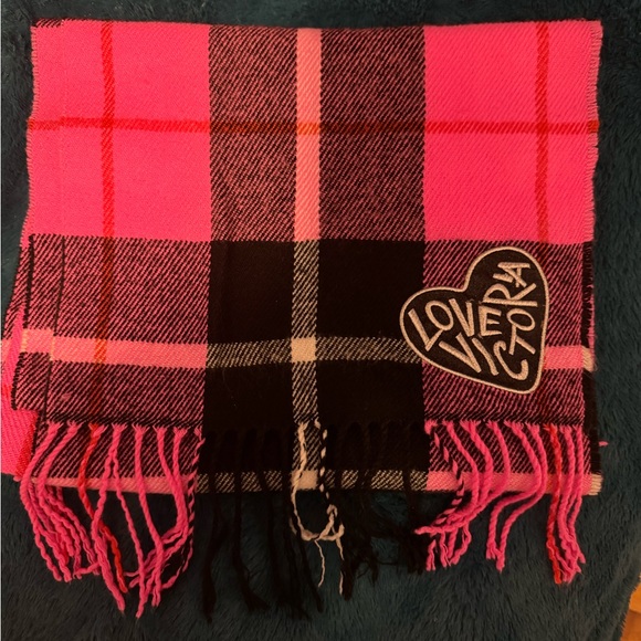 Victoria's Secret Accessories - NWOT Victoria’s Secret Oversized Pink and Black Plaid Scarf* final price drop